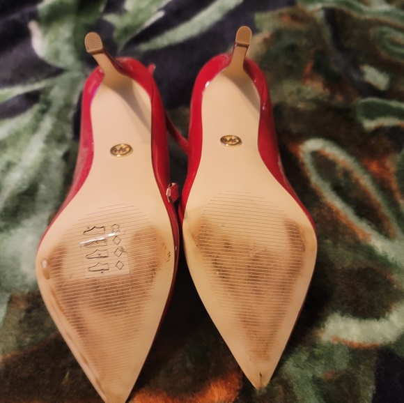 Michael Kors Patent Leather RED Stiletto Heel W/ Ankle Strap - Picture 9 of 10